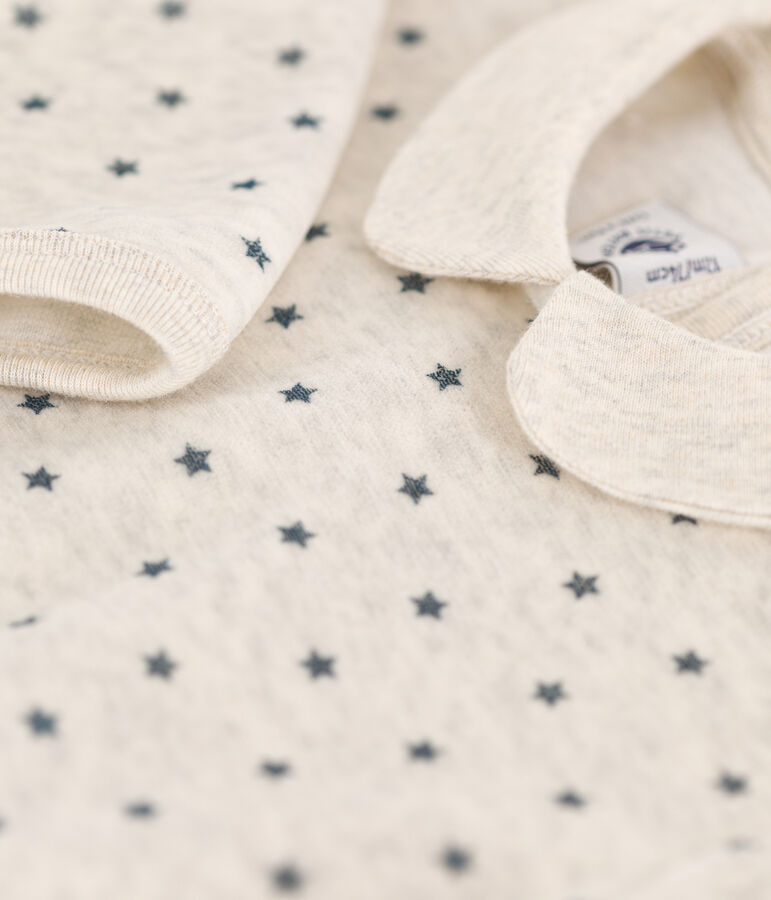 Fluwelen babypyjama met sterren beige/grijs