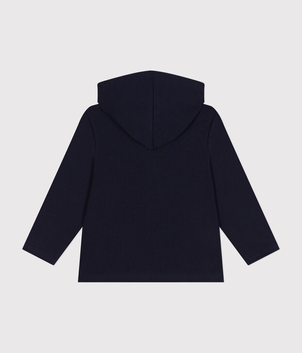 Sweatshirt zipp&eacute; &agrave; capuche en cote enfant gar&ccedil;on bleu