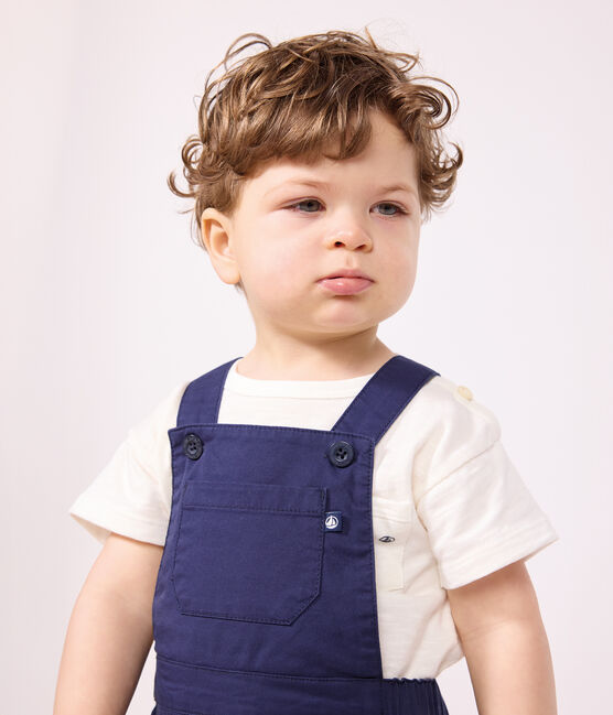 Korte salopette in keperstof voor baby's blauw MEDIEVAL