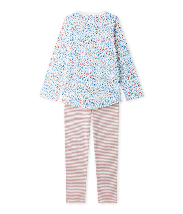 Pyjama fille &agrave; imprim&eacute; petites fleurs blanc/multicouleur