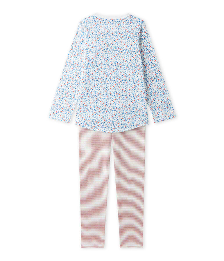 Meisjespyjama met bloemetjesdessin wit/multicouleur