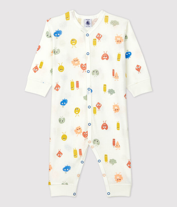 Slaappakje zonder voetjes in katoen en lyocell voor baby's wit/multicouleur