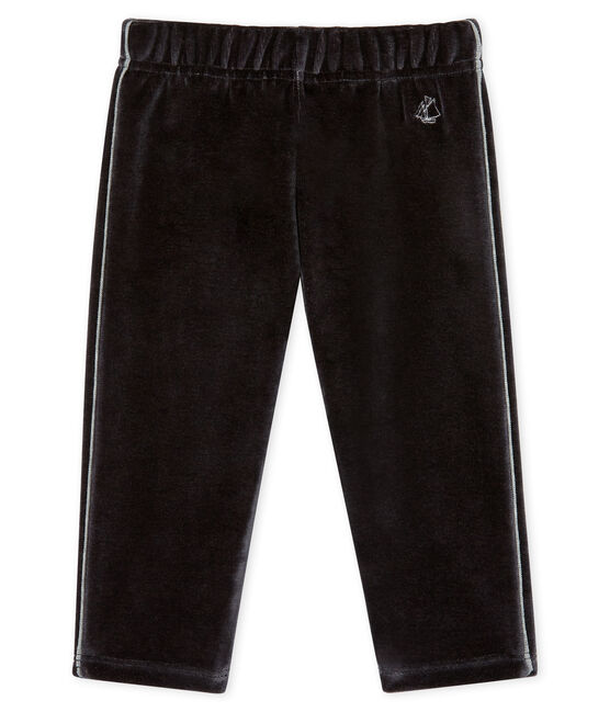 Broek van fluweel-mesh babyjongen zwart NOIR
