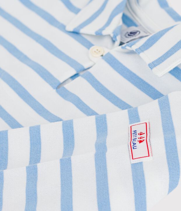 Marini&egrave;re enfant en coton &agrave; rayures bleu/bleu