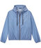 Uniseks waterproof windjack met milleraies-strepen blauw PERSE/wit MARSHMALLOW