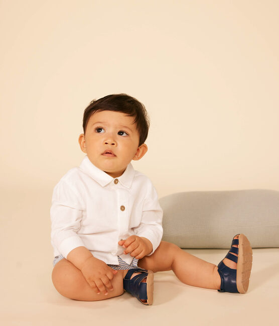 Chemise en piqué de coton bébé blanc ECUME