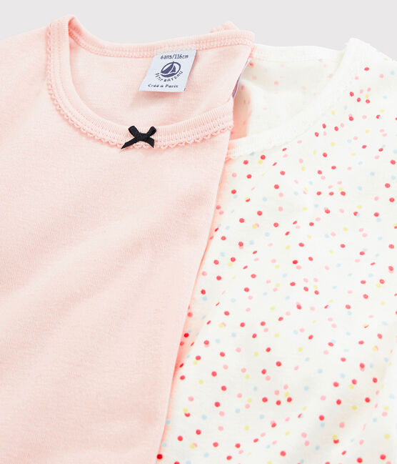 Set van 2 T-shirts van biologisch katoen met korte mouwen en meerkleurige stippen voor kleine meisjes variante 1