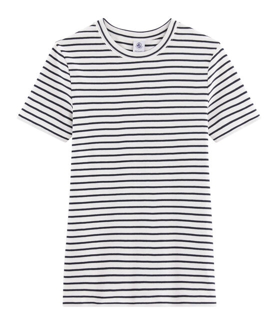 Tee shirt iconique femme blanc MARSHMALLOW/bleu SMOKING