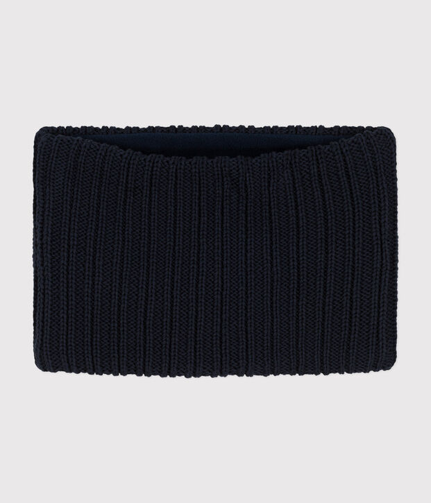 Snood en tricot doubl&eacute; en polaire enfant bleu marine