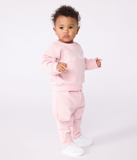 Katoenen babysweatshirt met 'Petit Bateau'-borduursel roze JOLI