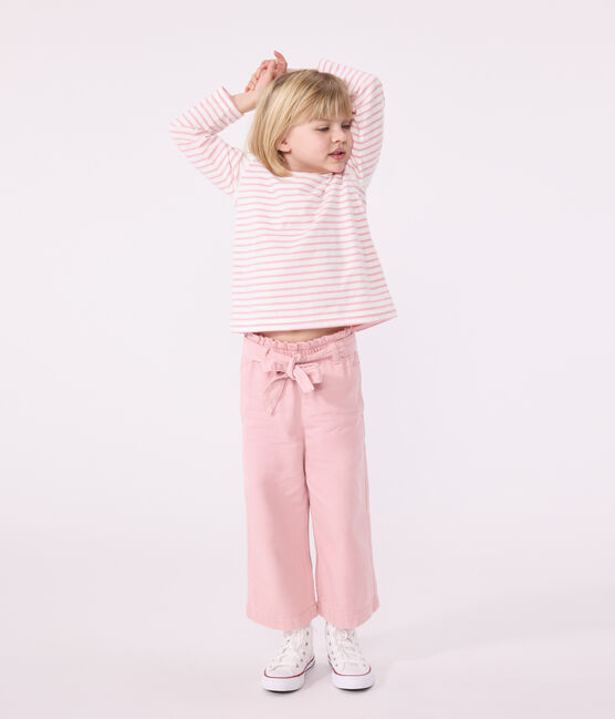 Kinderbroek van katoen en lyocell. roze CHARME