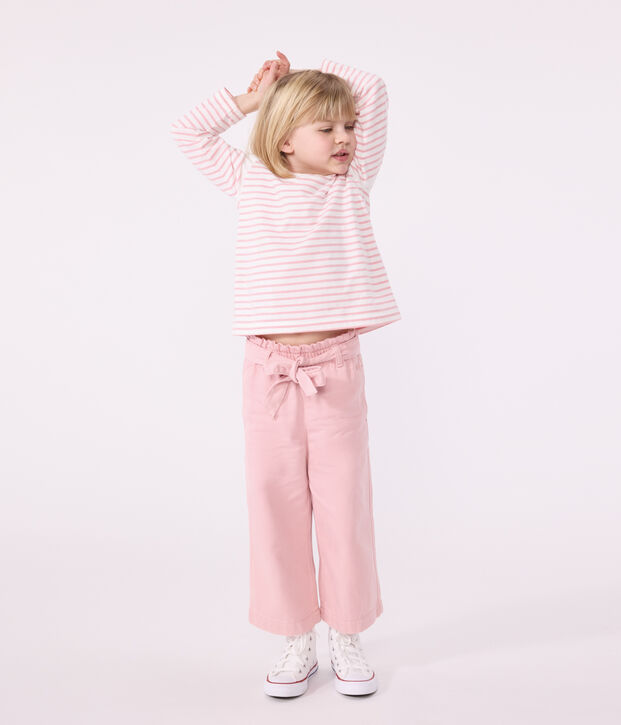Pantalon enfant en m&eacute;lange coton et lyocell. rose