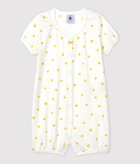 Combicourt bébé petits soleils en coton biologique blanc MARSHMALLOW/ ORGE