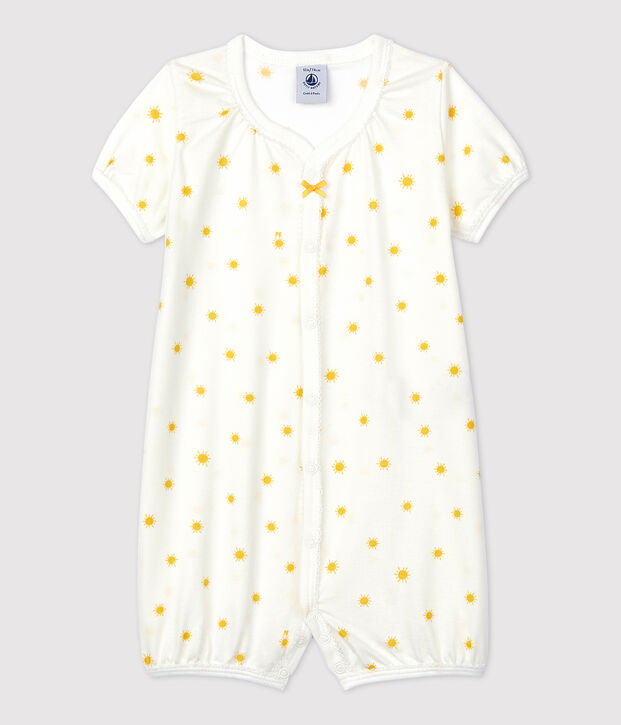 Combicourt b&eacute;b&eacute; petits soleils en coton biologique blanc/jaune