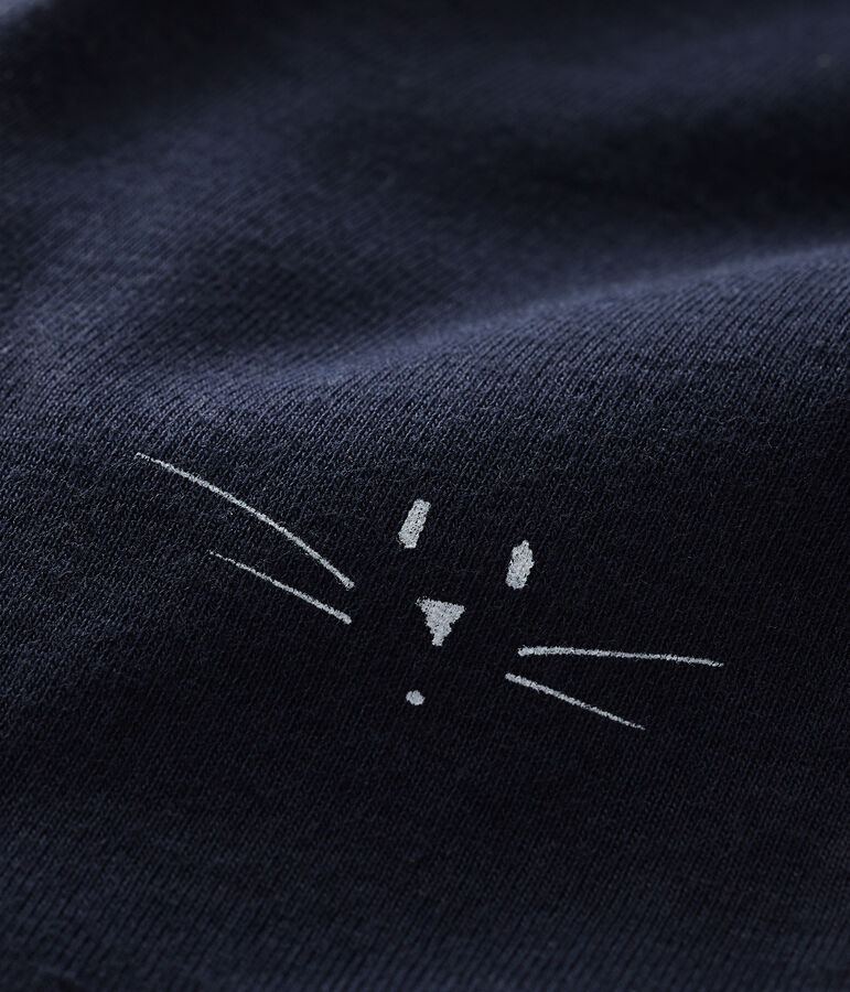 Babylegging van ribkatoen met poezenkopje. blauw SMOKING