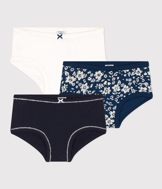 Set van 3 meisjesslips met bloemetje in katoen multicouleur