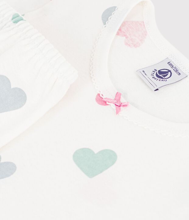 Katoenen kinderpyjama met korte mouw en lange pijpen met print wit/multicouleur