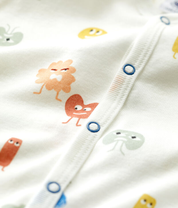 Slaappakje zonder voetjes in katoen en lyocell voor baby's wit/multicouleur