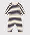 Ensemble en tricot laine et coton rayure marini&egrave;re b&eacute;b&eacute; &eacute;cru/bleu