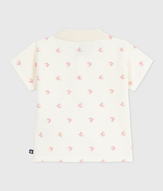 Katoenen polo met korte mouwen en vintage bootjesprint voor baby's rood MILK/ POMPEI