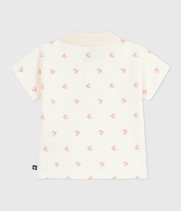 Polo b&eacute;b&eacute; en coton &agrave; manches courtes imprim&eacute; bateaux vintage rouge/rouge