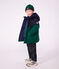 Effen donsjack voor kinderen met colorblock groen/blauw