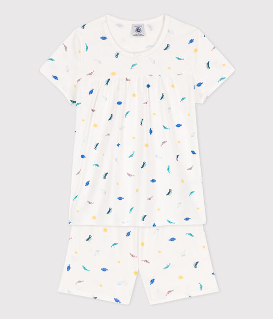 Pyjacourt animaux marins en coton petite fille blanc MARSHMALLOW/blanc MULTICO