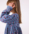 Kinderjurk met lange mouwen in bedrukt velours blauw ADRIATIC/ MULTICO