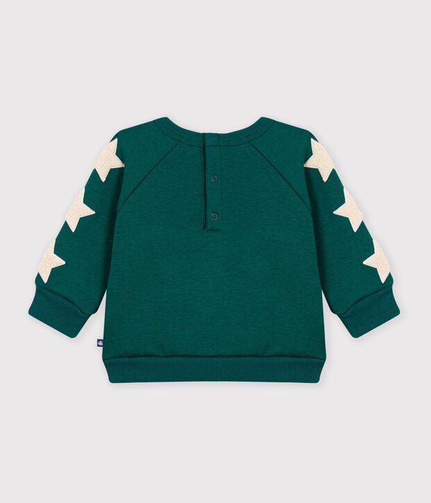 Effen katoenen babysweatshirt met sterrenbadges TREE
