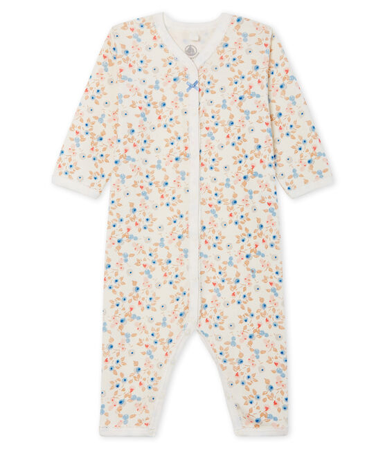Dors bien sans pieds bébé fille en côte blanc MARSHMALLOW/blanc MULTICO
