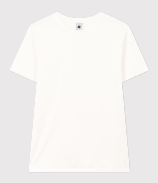 L'Iconique, T-shirt met korte mouw van effen ribstof voor dames wit
