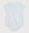 Barboteuse b&eacute;b&eacute; en coton manches courtes ray&eacute;e bleu/bleu