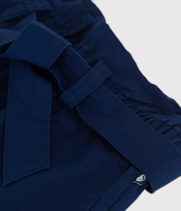 Short enfant en coton uni bleu fonc&eacute;