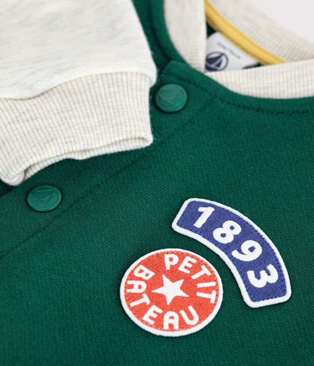 Tweekleurige katoenen babybeer groen/beige