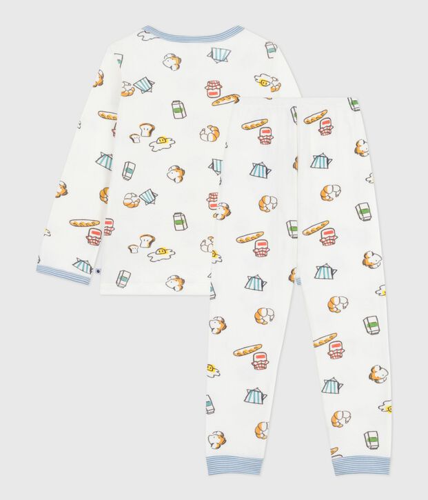 Kinderpyjama in tubic met ontbijtprint wit/multicouleur
