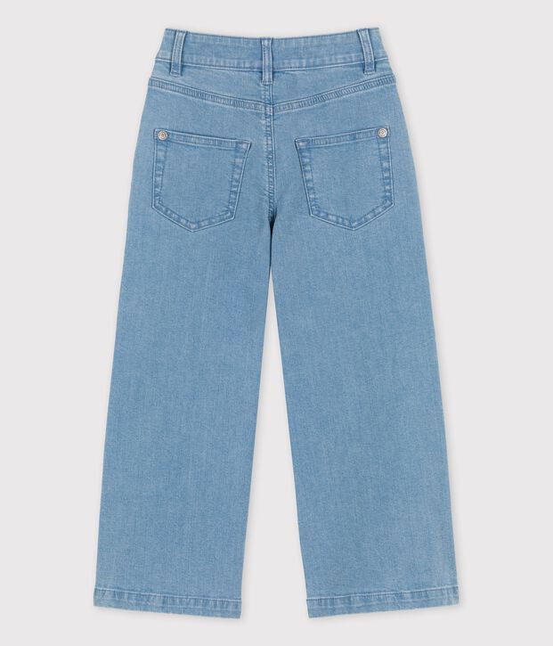Flared broek in lichte denim voor meisjes blauw
