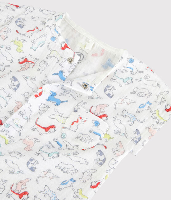 Kleurrijke playsuit voor baby's van biologisch katoenen luierstof wit MARSHMALLOW/wit MULTICO