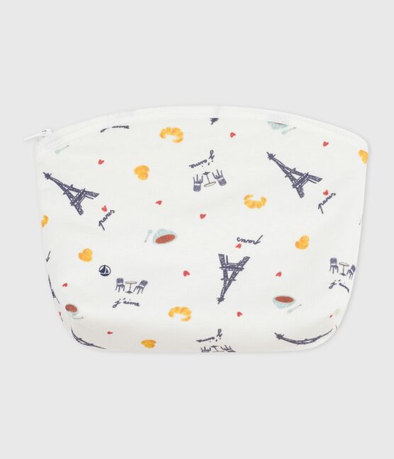 Katoenen enveloptasje met Parijsprint wit MARSHMALLOW/wit MULTICO