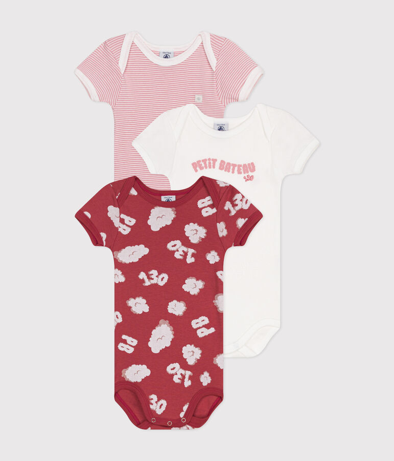 Lot de 3 bodies manches courtes en coton multicouleur