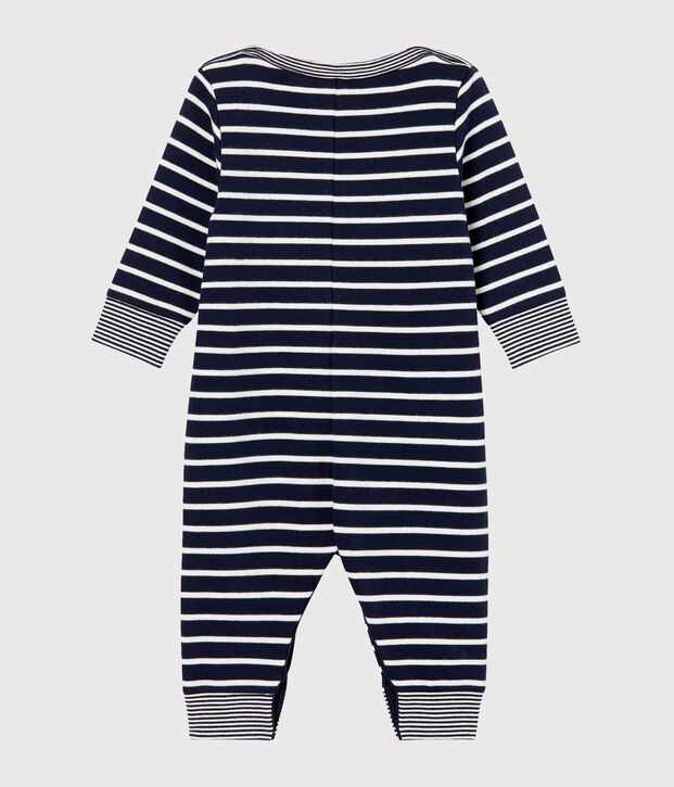 Lang pakje met marinestreep babyjongen blauw/wit