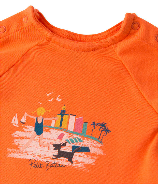 Ensemble b&eacute;b&eacute; fille short et t-shirt orange/rose