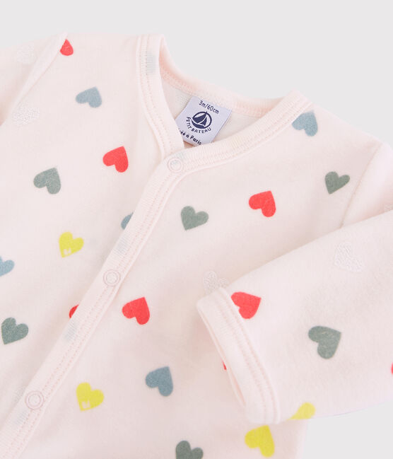 Dors-bien cœurs colorés bébé fille en velours rose FLEUR/blanc MULTICO