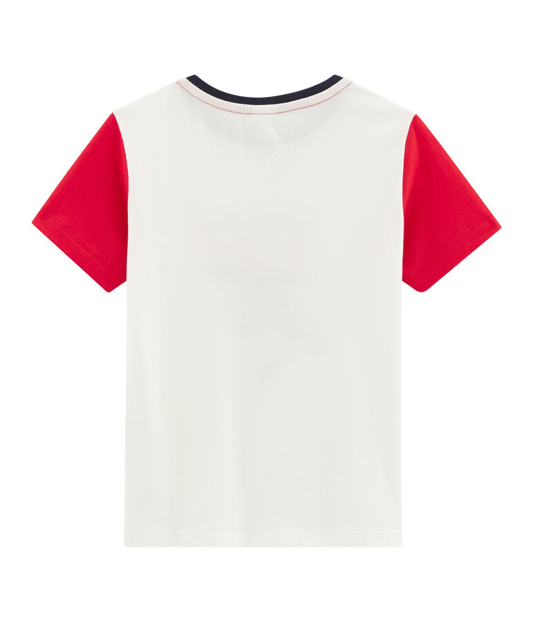 T-shirt voor jongens wit MARSHMALLOW/rood PEPS