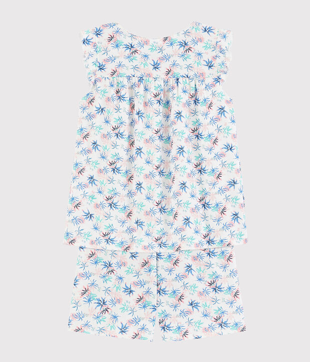 Pyjacourt met anemonenprint voor meisjes, van fijn katoen wit/multicouleur