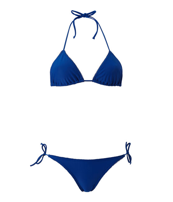 Maillot de bain femme 2 pièces uni bleu PERSE