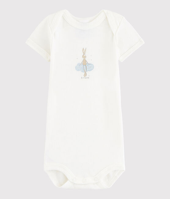Body manches courtes bébé garçon blanc Lait