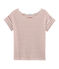 Dames-t-shirt met korte mouwen in linnen wit MARSHMALLOW/roze COPPER CN