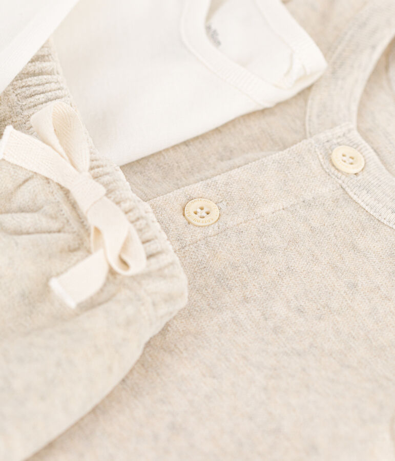 Setje van velours en rompertje voor baby's beige