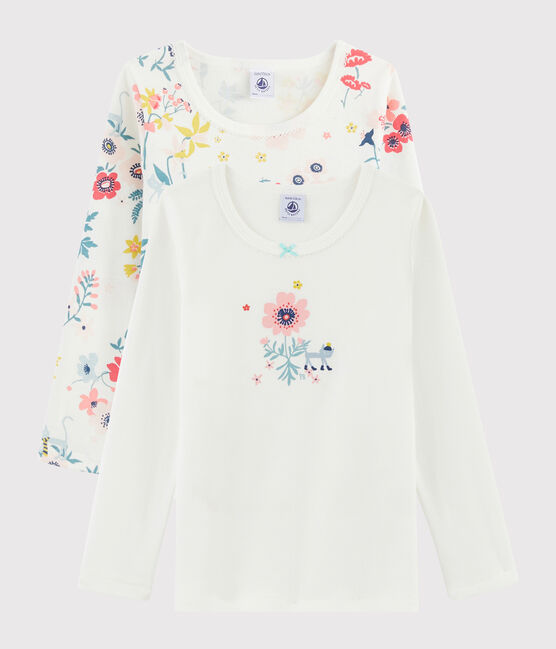 Set met 2 T-shirts lange mouwen meisjes met bloemenprint variante 1