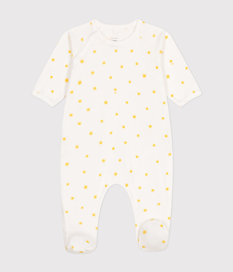 Pyjama b&eacute;b&eacute; en coton blanc/jaune